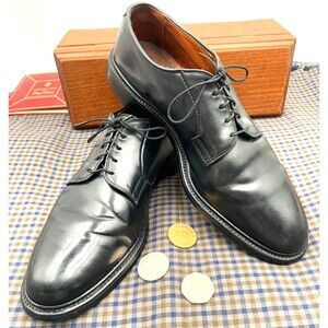 VTG Allen Edmonds *Leeds* Cordovan Derby Plain Toe Blucher Mens 10 C Black #9501